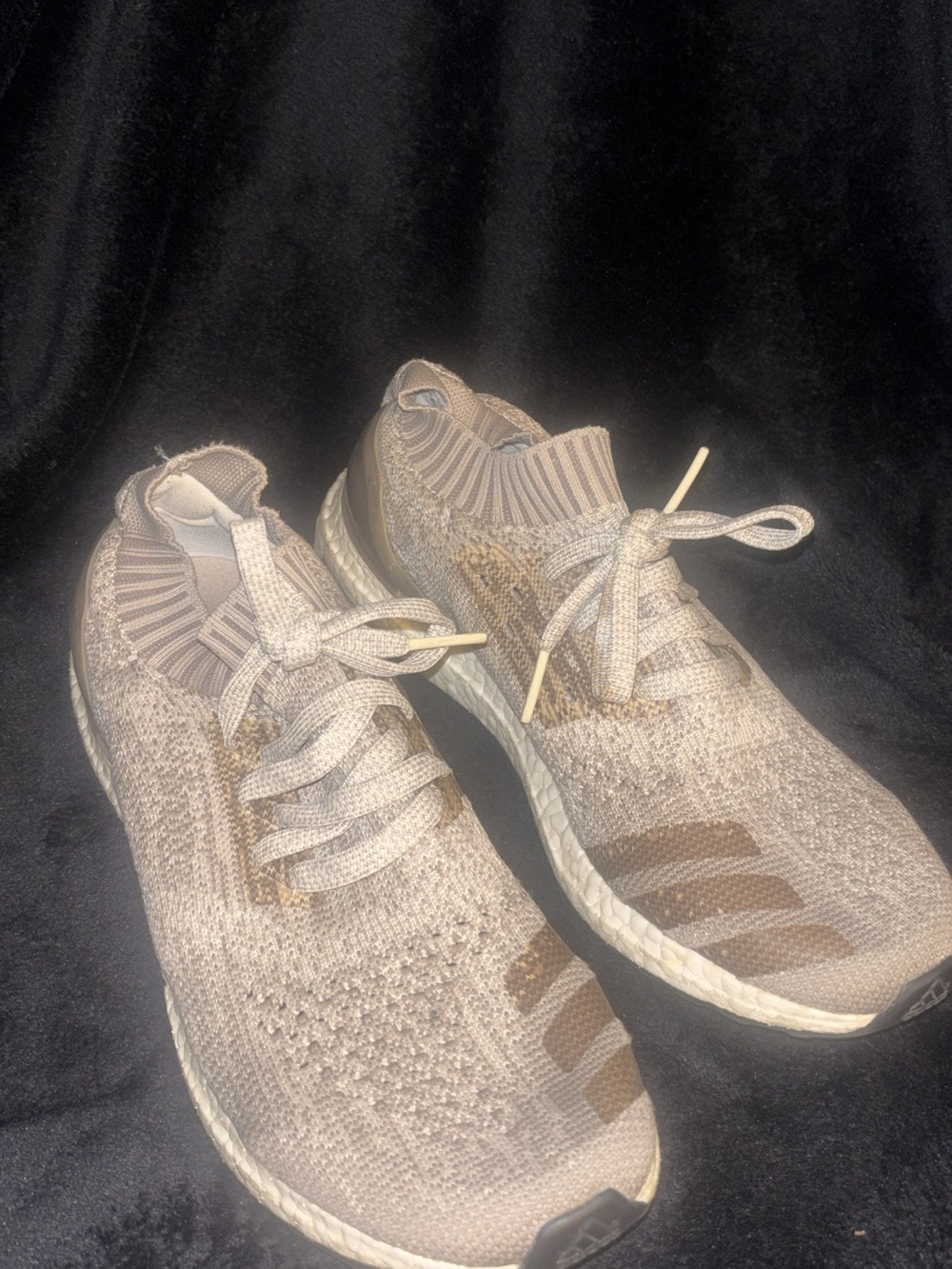 adidas Women's Beige Knit Lace-Up Running Sneakers